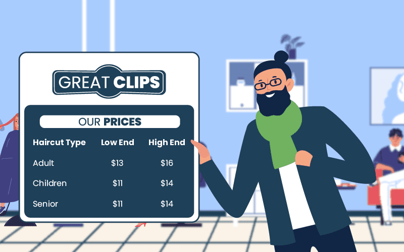 Great clips prices on a menu board