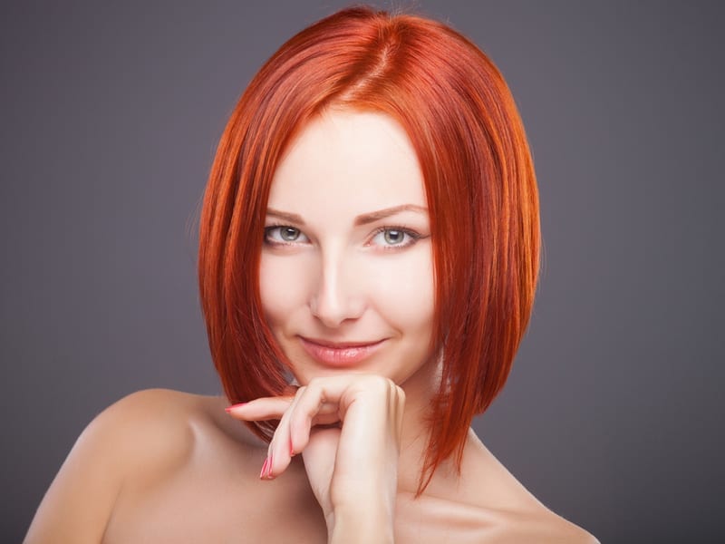 Red hair. Beautiful Woman with Short Haircut