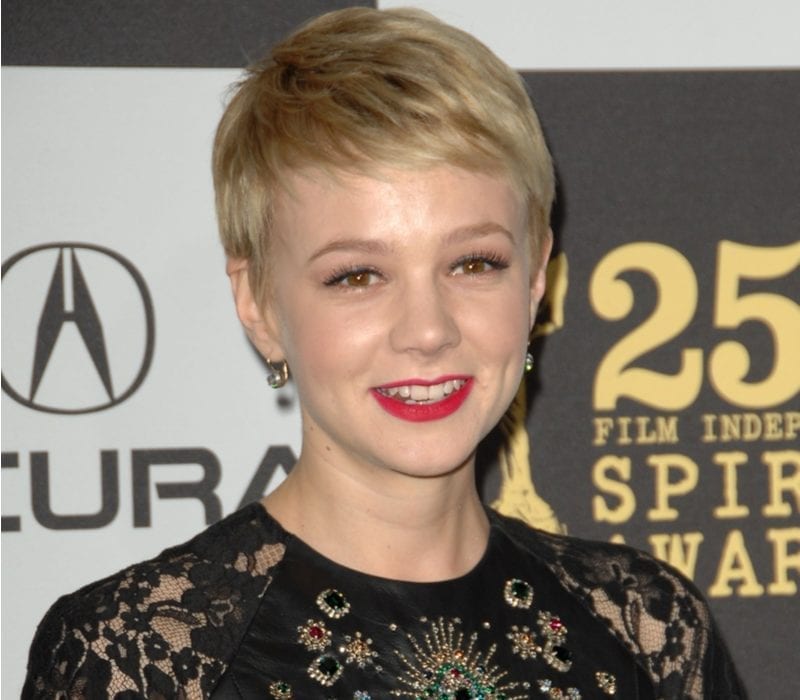 Carey Mulligan in a pixie cut, wearing a Christopher Kane dress, in attendance for 25th Film Independent Spirit Awards