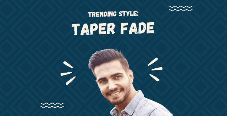 Image titled Trending Style Taper Fade featuring a guy with this cut on a blue background