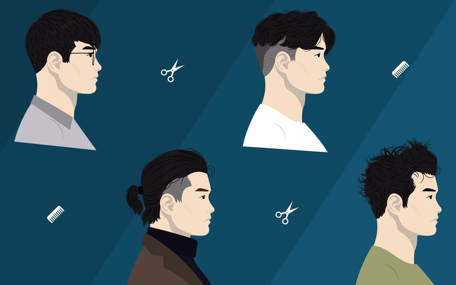 Premium Vector | Different types of men's hairstyles