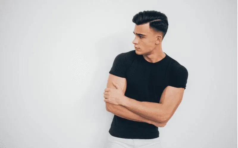 Tapered drop fade with stylish part hairstyle
