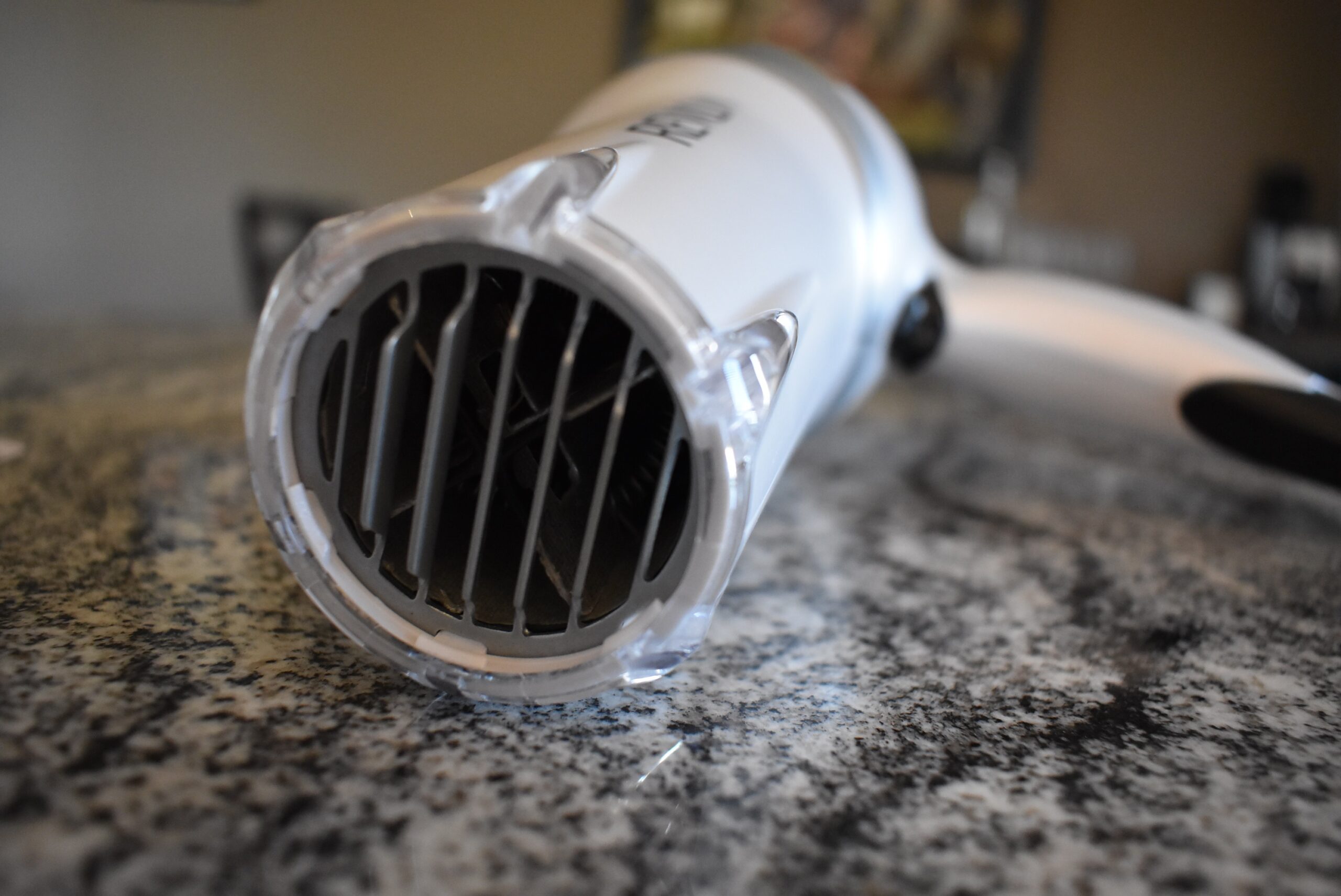 Close-up of the front of one of the best hair dryers in white color