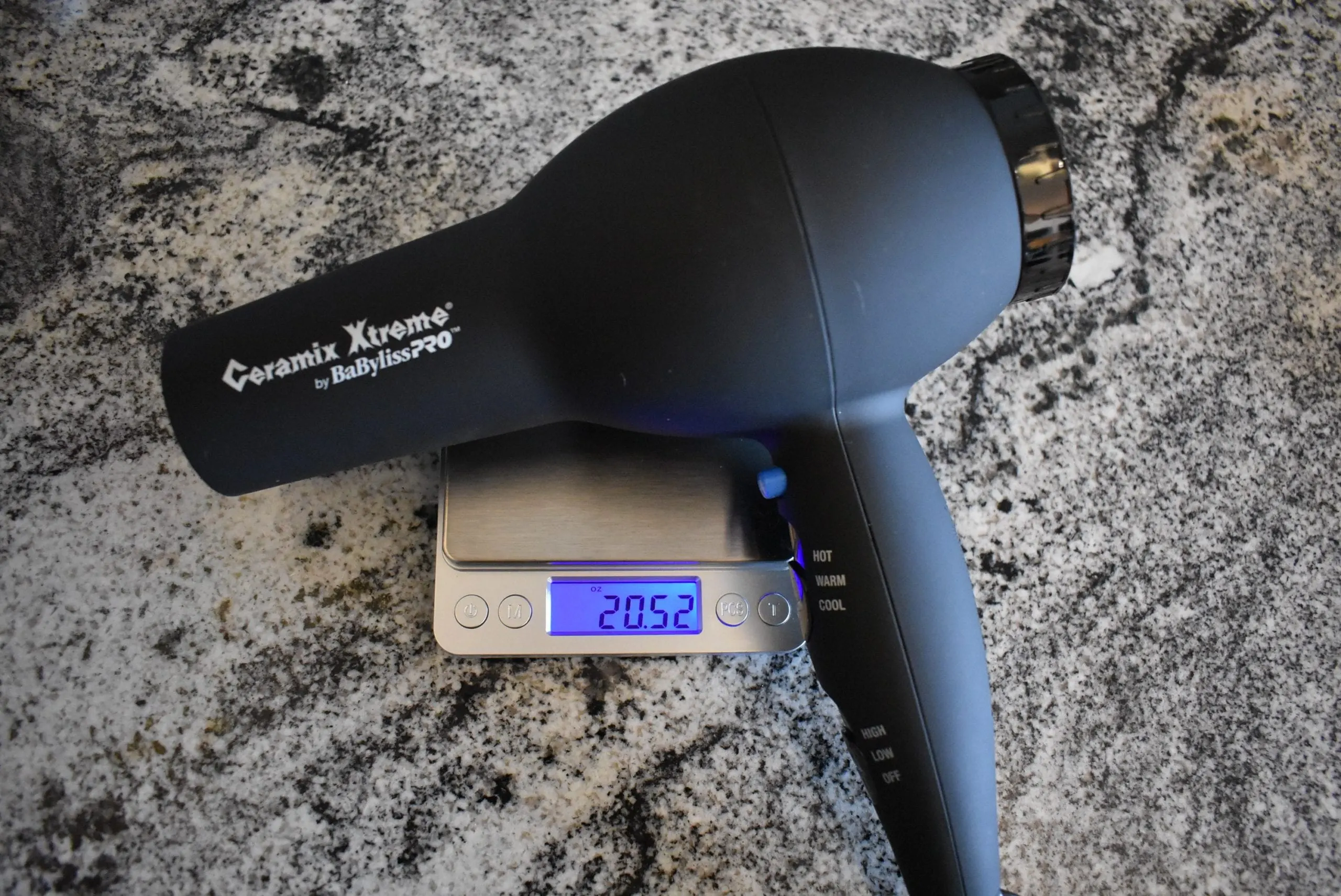 The BaByliss Ceramix Xtreme hair dryer is 1.7 lbs, the heaviest on our best hair dryer list