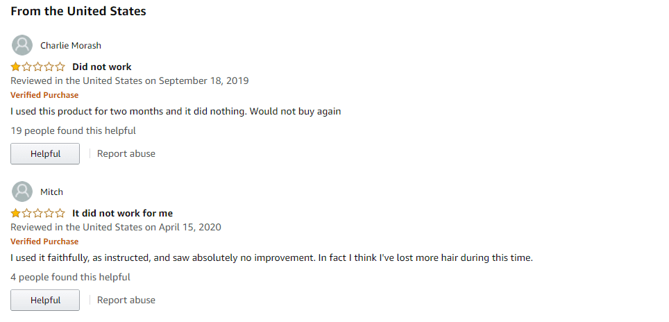 Folexin reviews listed in 1 star format