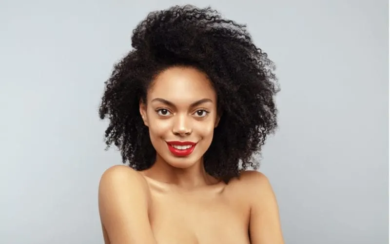 African-American with gorgeous coarse hair styled into a long bob/afro