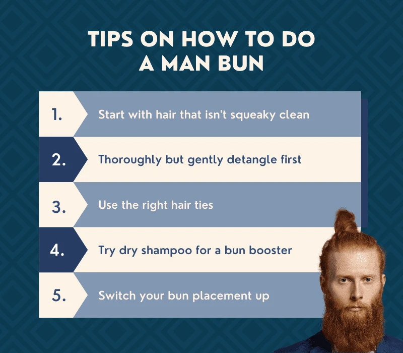 Tips for doing a man bun put into graphical form