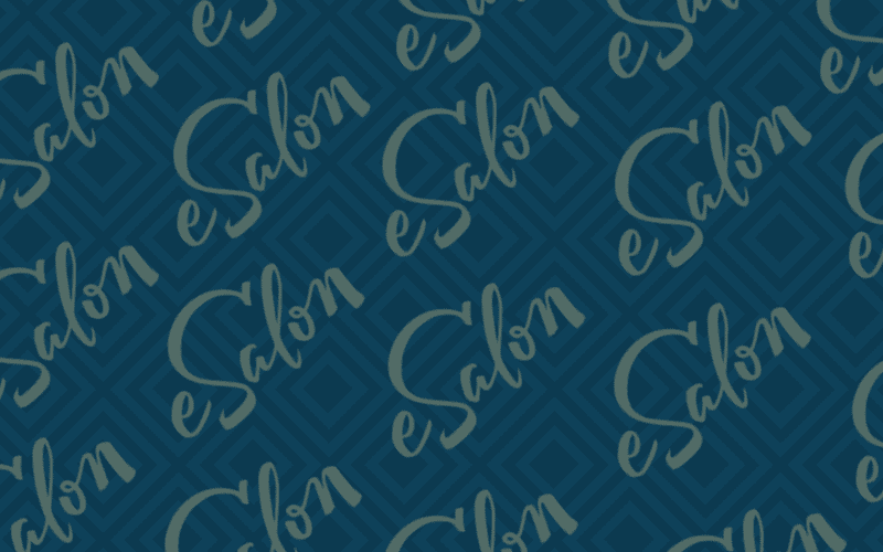 eSalon image featuring the company logo diagnol across a blue screen
