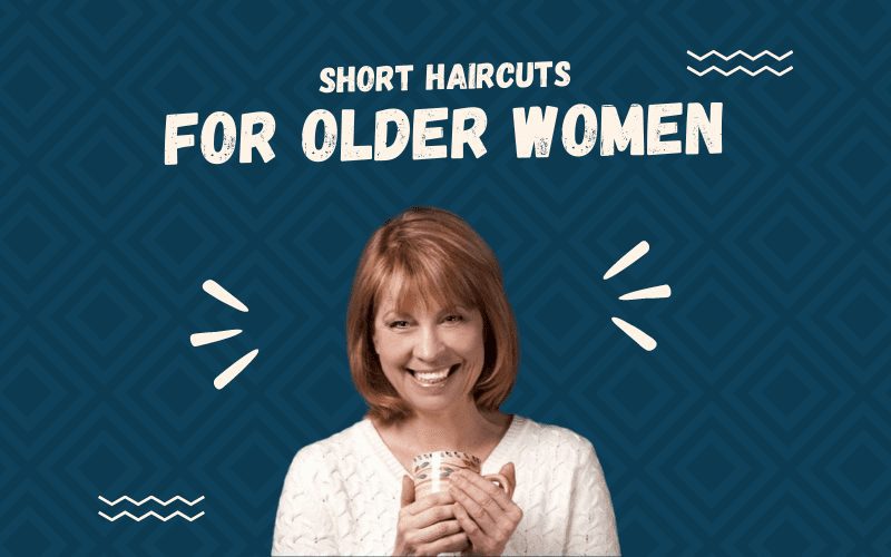 Image titled Short Haircuts for Older Women featuring a lady with a knit sweater holding a mug