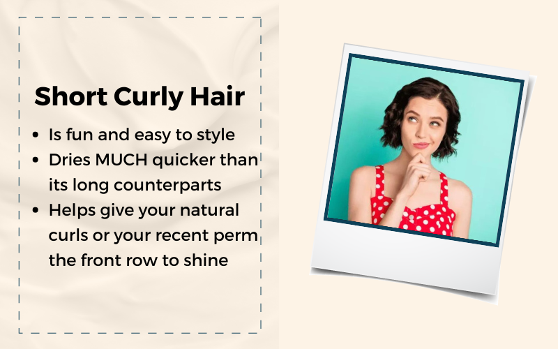 Short curly hair depicted in a graphic with an explainer of what the hairstyle is
