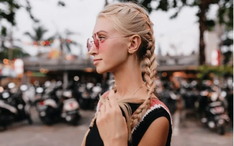 Festival French Braids on a beautiful blonde woman