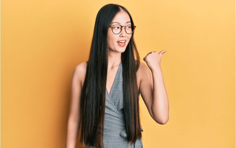 Young chinese woman with Ultra-Long Layerless Cut for sample of long haircuts for women