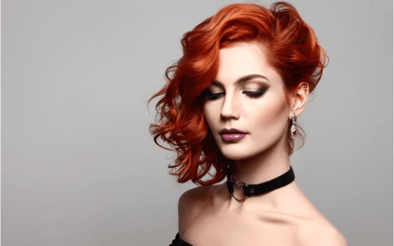 Edgy sensual hair with Shoulder Length Red Curls girl