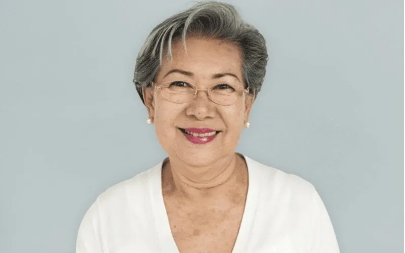 Tapered Crop With Voluminous Bangs on an Asian woman in a studio