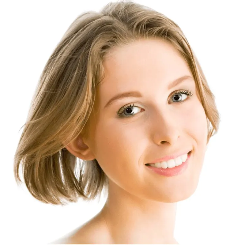 Bob With Long Layers on a woman smiling with shorter hair