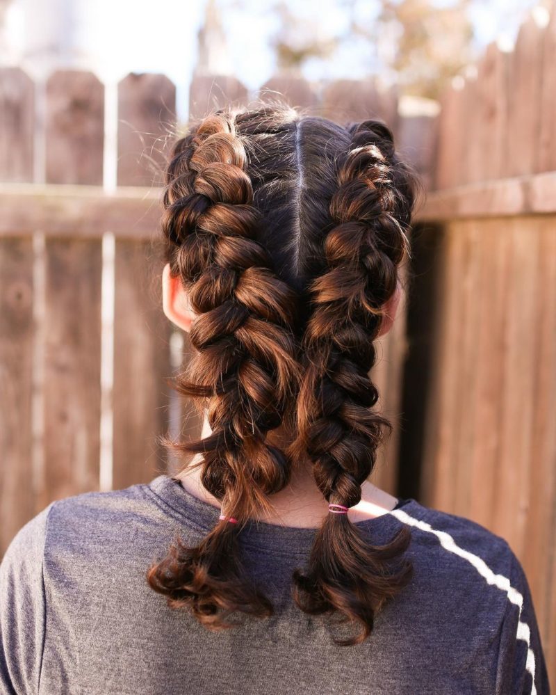 Girl with double dutch braids as toddler braided hairstyles