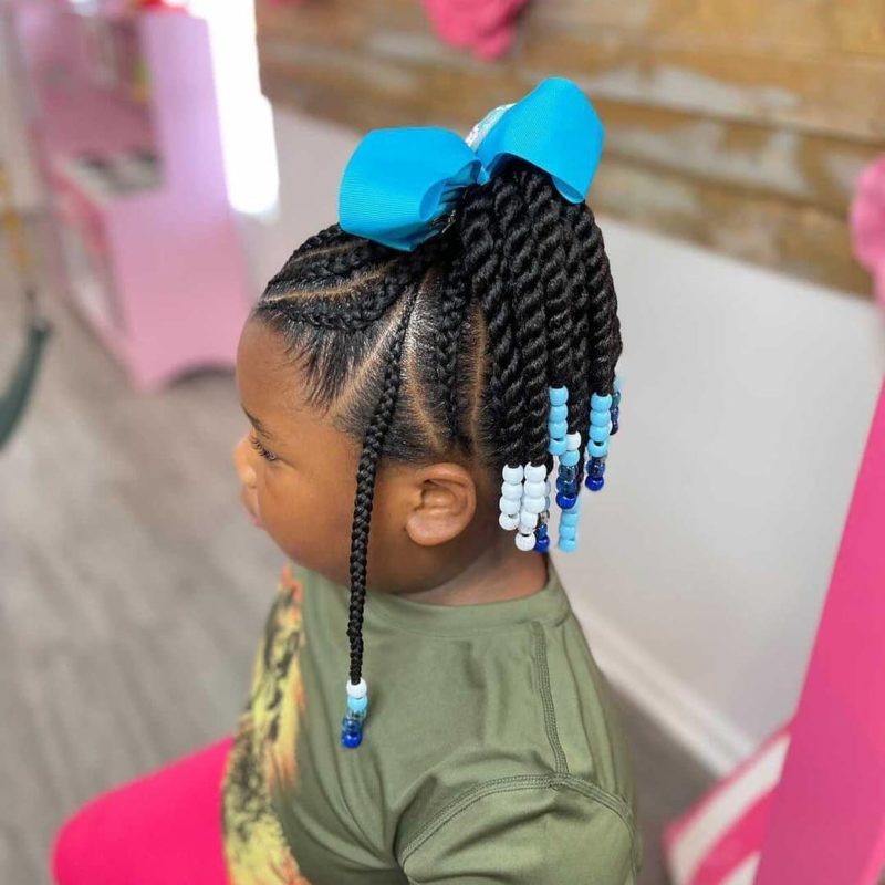Box braids with bow for a piece on toddlers braided hairstyles