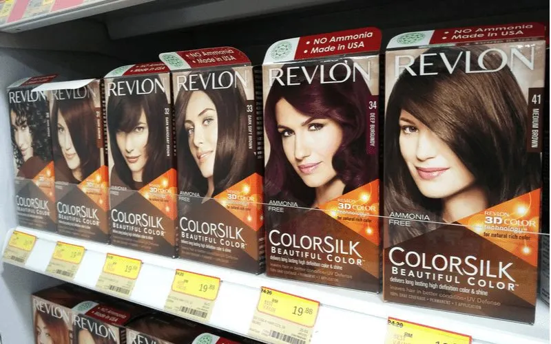 For a piece on how to bleach your hair, a bunch of Revlon hair color sits on a shelf