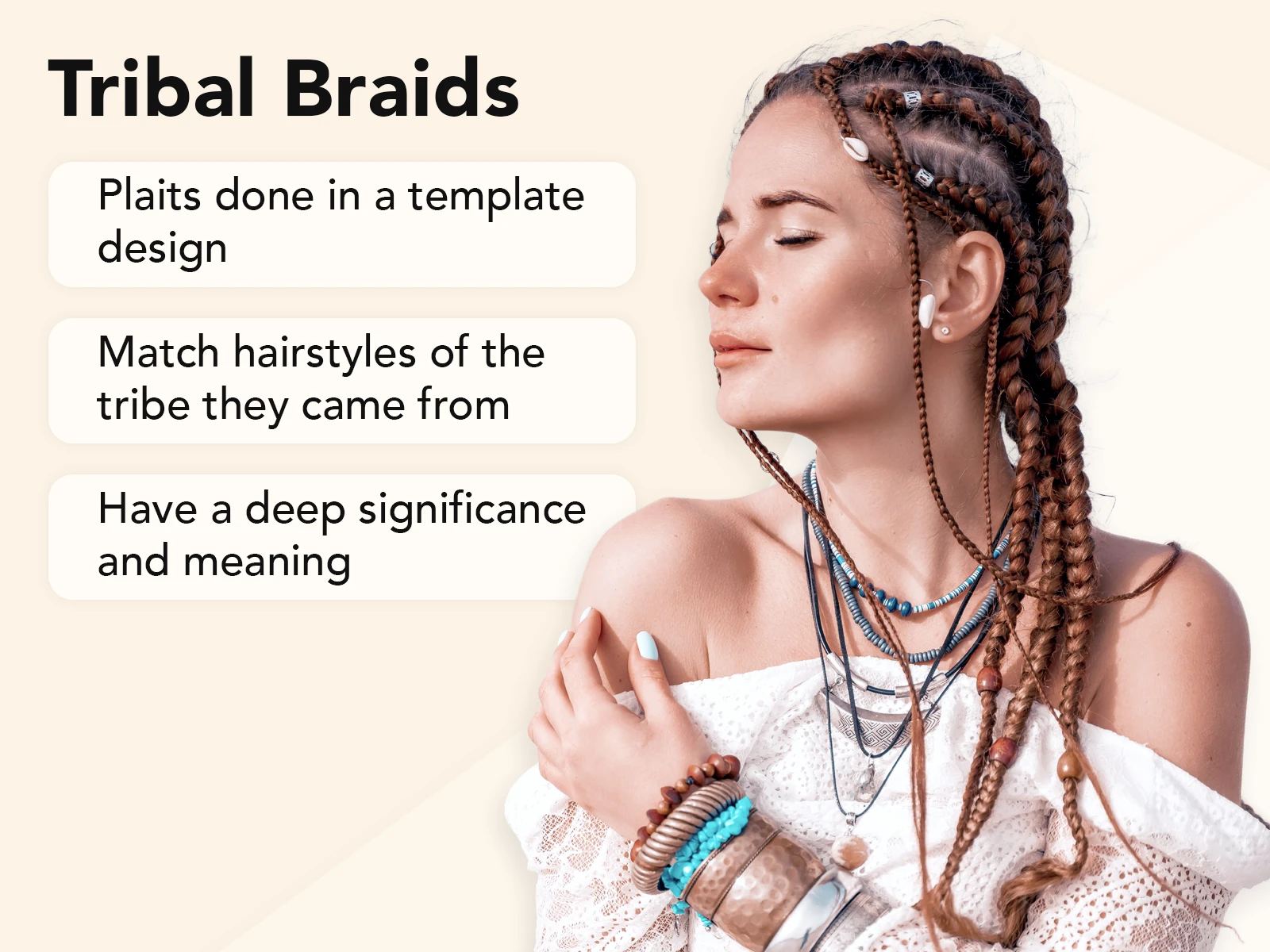 Tribal Braids depicted in a graphic with an explainer of what the hairstyle is
