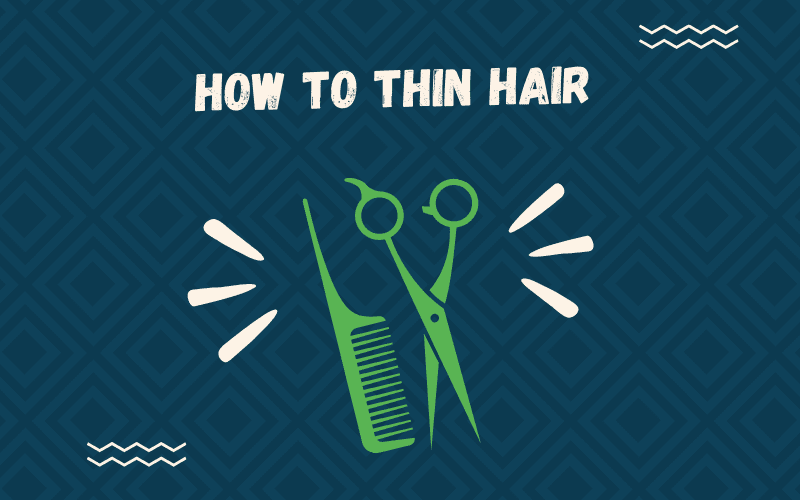 Image titled How to Thin Hair featuring a pair of thinning scissors on a blue background