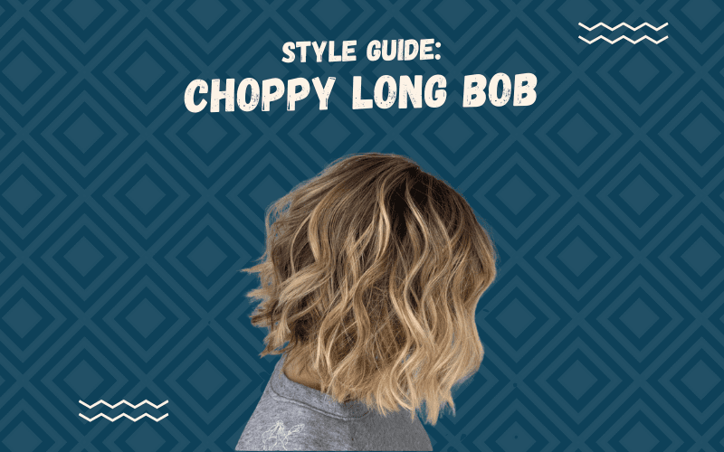Image titled Style Guide Choppy Long Bob featuring a woman with this style in a cutout image on a blue background