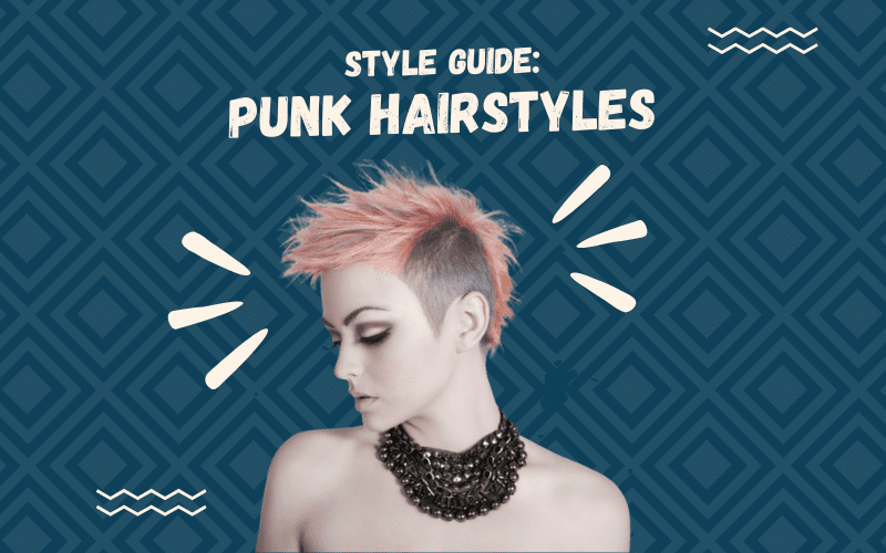 Image titled Style Guide: Punk Hairstyles on a woman in a bunch of beaded necklaces with a spiked fade