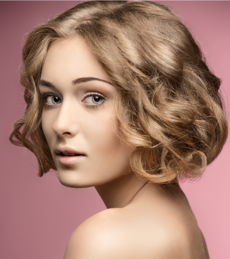 Curled Bob With Off-Center Part
