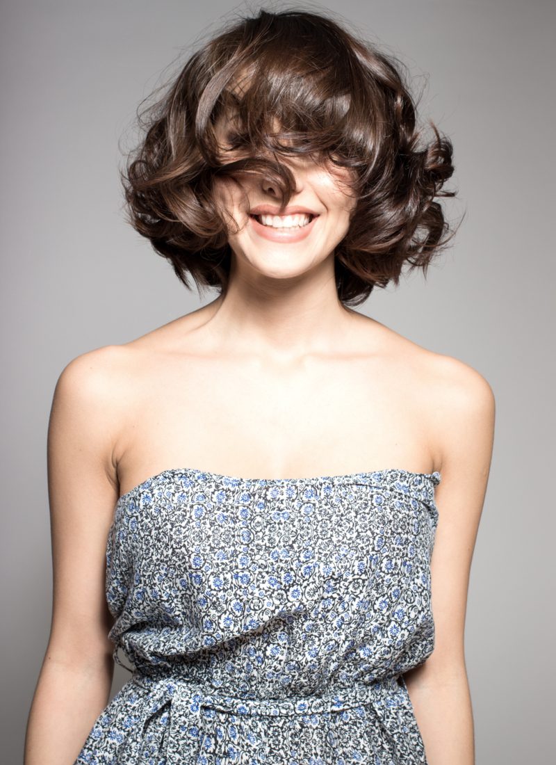 Curly Tapered Bob With Bangs