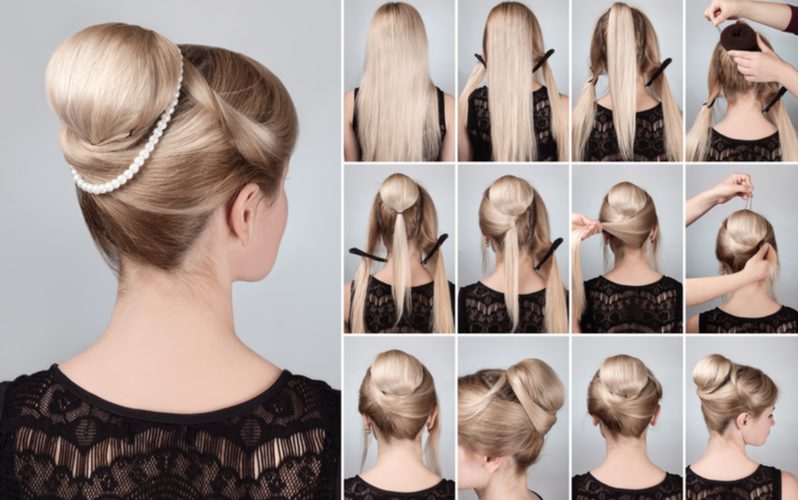 Old Glamour Chignon step-by-step collage