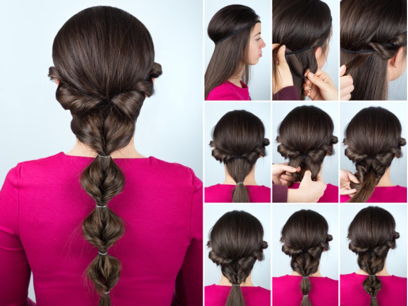 Twisted Layered Bubble Pony easy updo