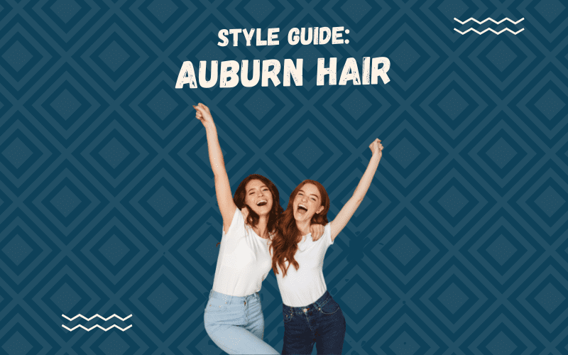 Image titled Style Guide Auburn Hair featuring two women in jeans and white shirts sitting next to each other cheering and holding their arms in the air