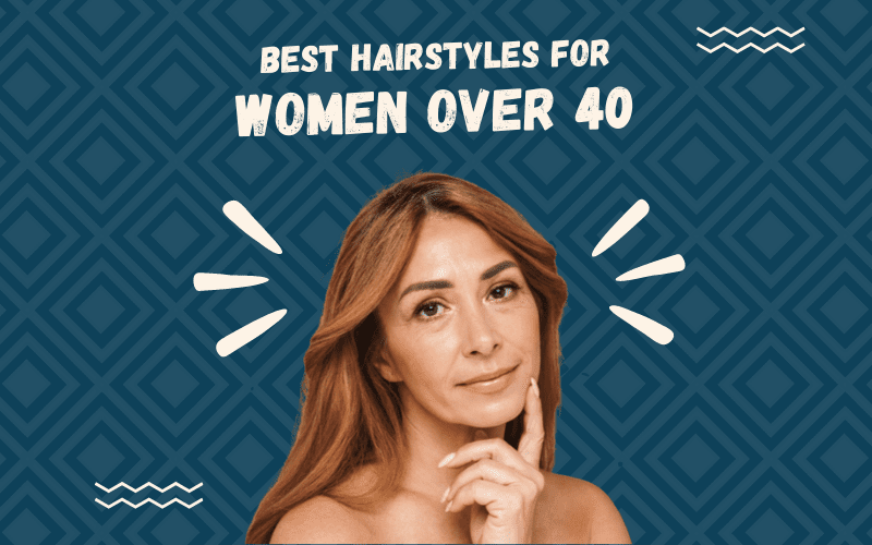 Image titled best hairstyles for women over 40 featuring an attractive womdn in her mid 40s in a cutout image against a blue background