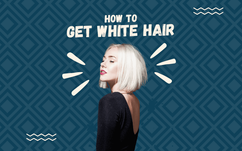 Image titled how to get white hair featuring a woman with such a look in a cutout-style photo on a blue background