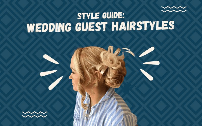 Image titled wedding guest hairstyles featuring a woman with a fancy updo on the back of her head
