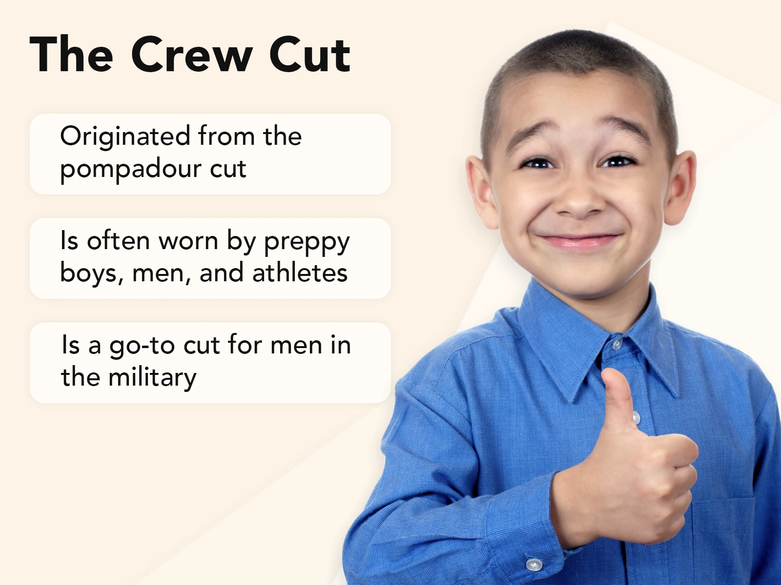 What Is the Crew Cut in a tan explainer image
