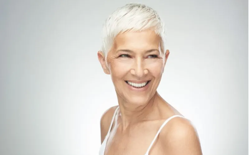 Short Modern Side-Swept Pixie, one of the best hairstyles for women over 40