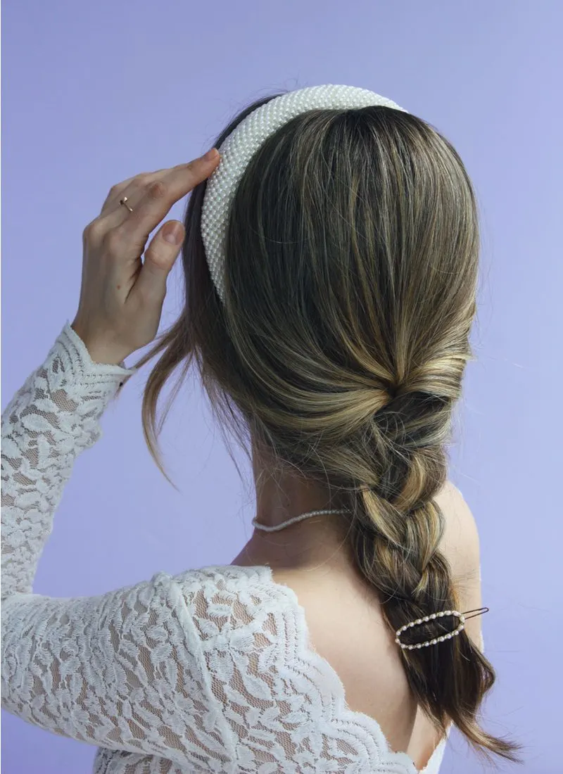 An easy hairstyle featuring a Headband Hanging Braid