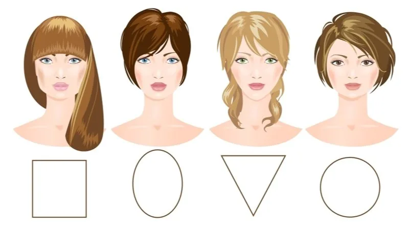 Various types of bangs on different face shapes