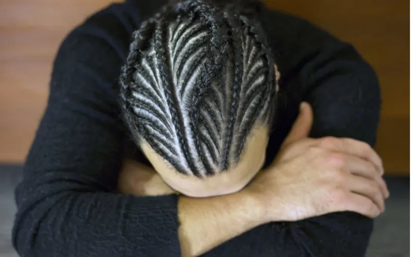 Tree of Life Flat Braids, a popular black male hairstyle, as viewed from above