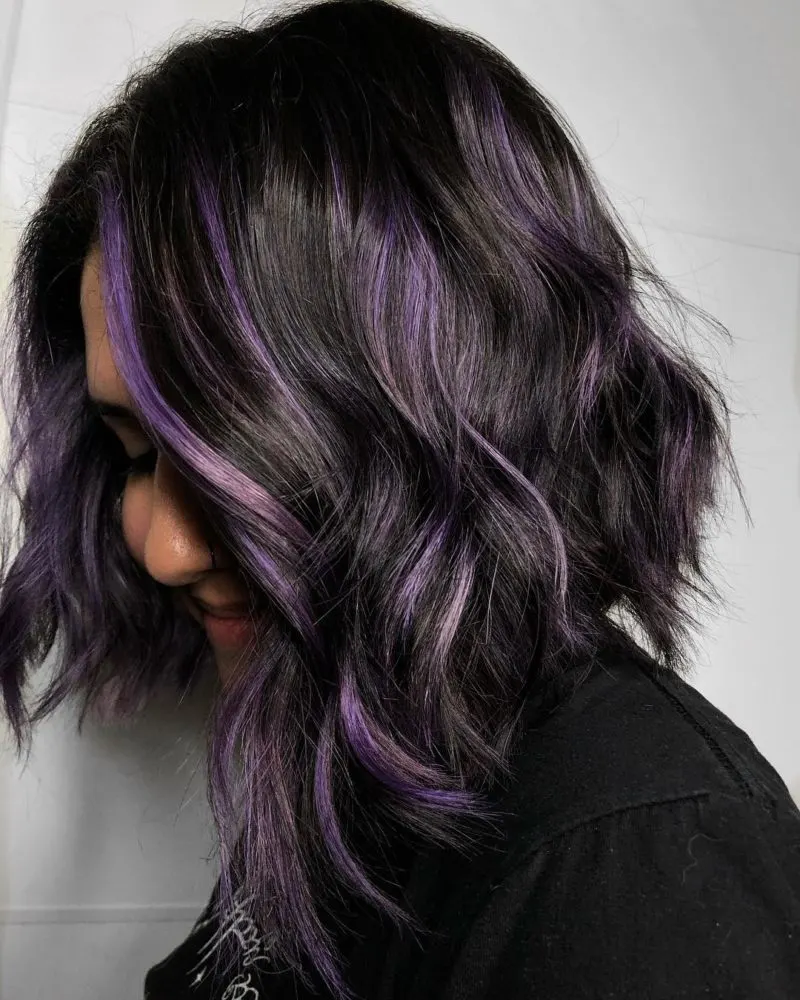 Dusky Shadows on a bob for an idea for purple and black hair color