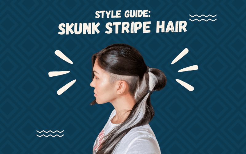 Image titled Style Guide Skunk Stripe Hair featuring a woman with such a style on a blue cutout style image