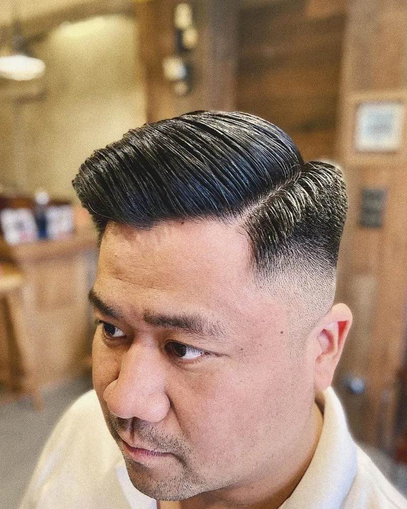 Asian Side Part vintage men's haircut