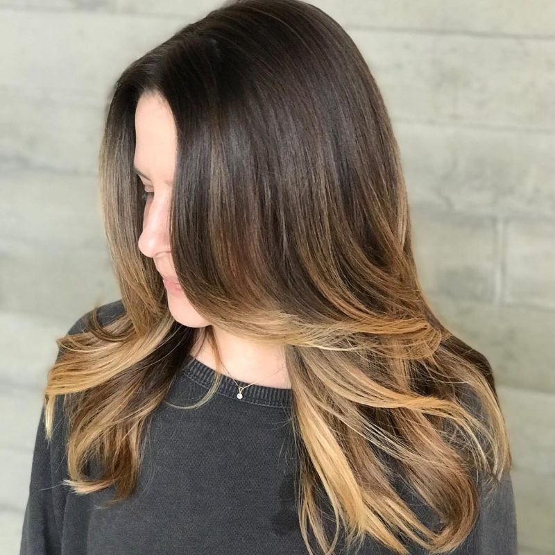 Blonde Ends Brown hair with blonde highlights