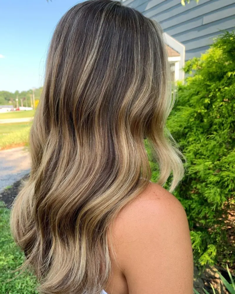 Blonde Waves Brown hair with blonde highlights