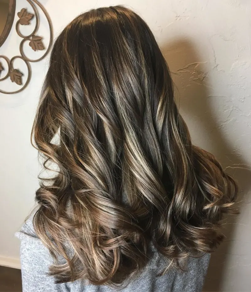 Dark Foundation Brown hair with blonde highlights