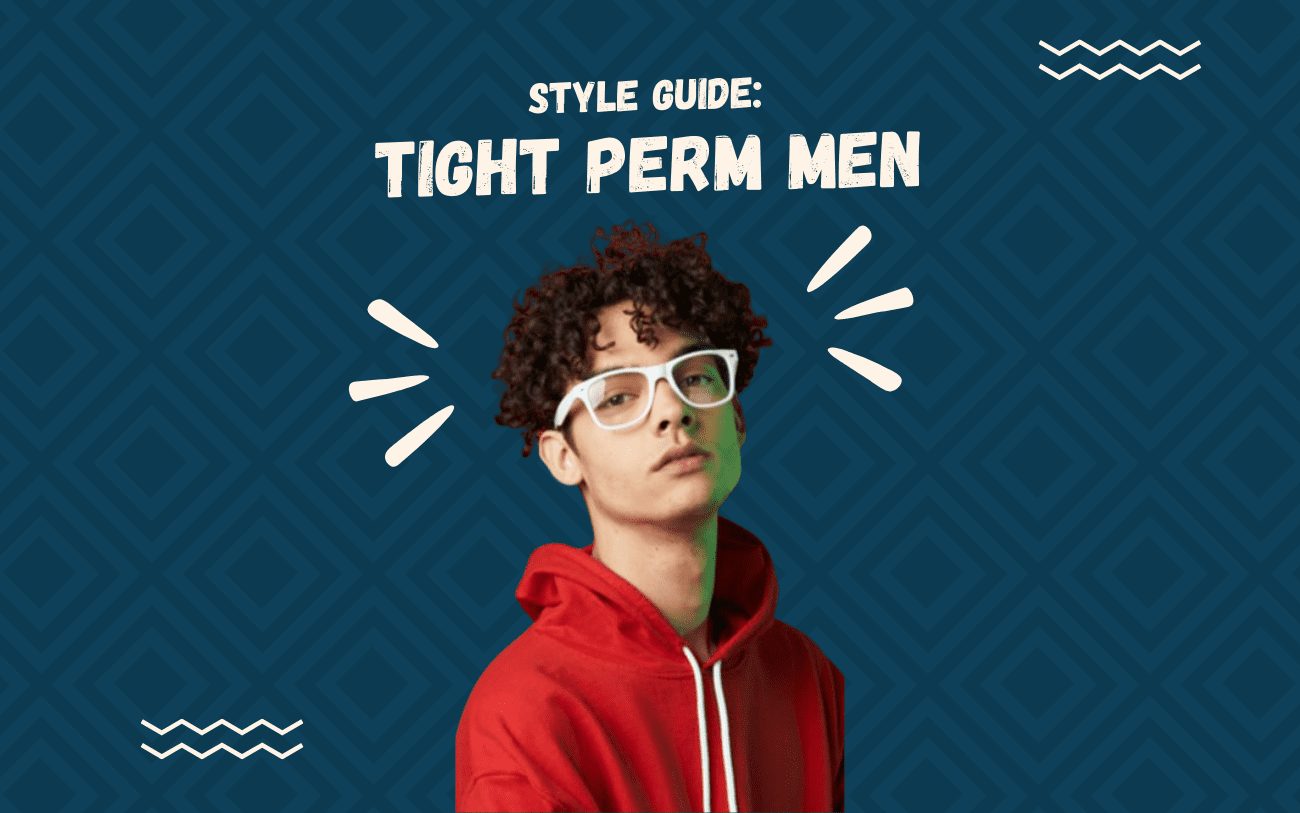 Image titled style guide Tight Perm Men with a floating image of a man with a perm in a red hoodie