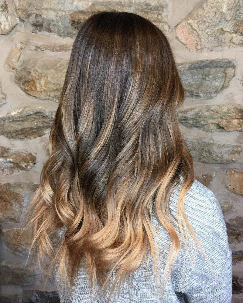 Ombré Foliage Brown hair with blonde highlights