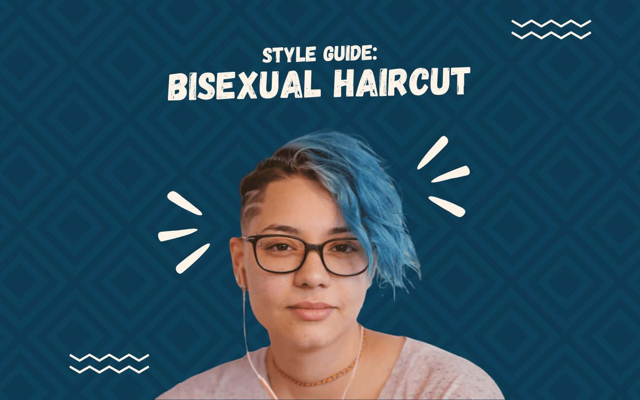 Style Guide Bisexual Haircut Blue Background Graphic
