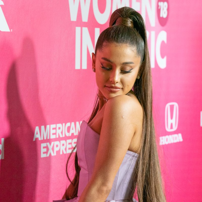 Ariana Grande rocking a sleek ponytail at the Billboards gala in 2018
