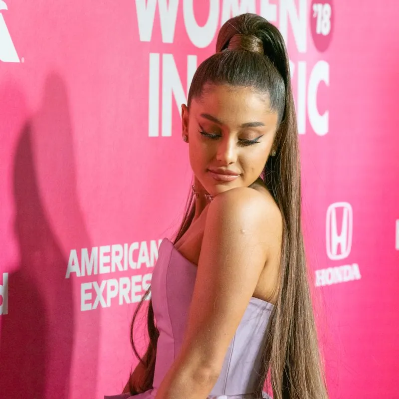 Ariana Grande rocking a sleek ponytail at the Billboards gala in 2018